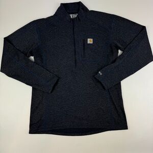 Carhartt Force Mens Size M Half Zip Wool Blend Pullover Blue Baselayer